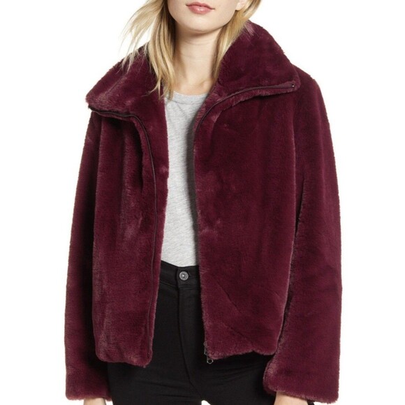 French Connection Small Faux Fur Jacket Full Zip Purple Buona $168 - Picture 1 of 12